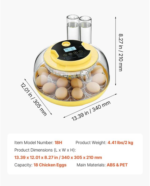 Alt view image 4 of 7 - 18 Egg Incubator, Automatic Egg Turner with LED Candler, Temperature & Humidity Control, 360° View Clear Window, Auto Water Refill, Poultry Eggs Incubators for Hatching Chicks Ducks Goose Quail