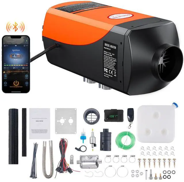 Alt view image 7 of 7 - Bluetooth App Control Diesel Air Heater, 12V 8KW Diesel Heater with Automatic Altitude Adjustment, Remote Control and LCD, Diesel Parking Heater for RV Trailer Camper Van Boat