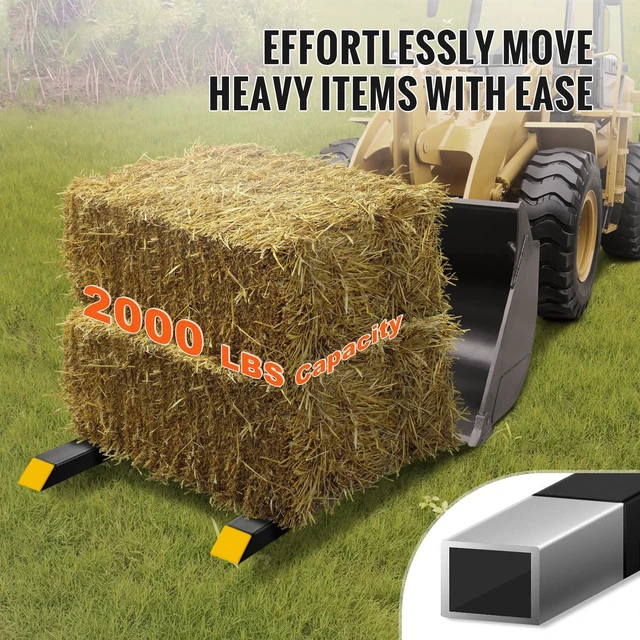 Alt view image 7 of 7 - Pallet Forks, 2000 lbs Tractor Bucket Forks, 60" Total Length Clamp on Pallet Forks with Adjustable Stabilizer bar, Heavy Duty Pallet Forks for Tractor Attachments, Skid Steer, Loader Bucket