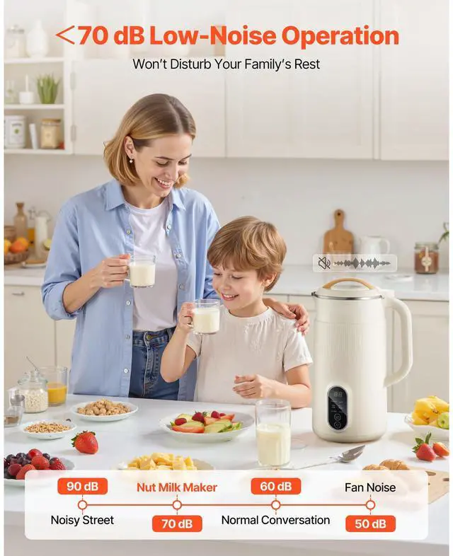 Alt view image 7 of 7 - 6-in-1 Nut Milk Maker, 20 oz Soy Milk Maker Machine with 6 Blades, for Homemade Oat, Nut, Soy, Juice, Plant-Based and Non Dairy Beverages with High-Temp Self-Cleaning, Boil Water, 12-Hour Delay