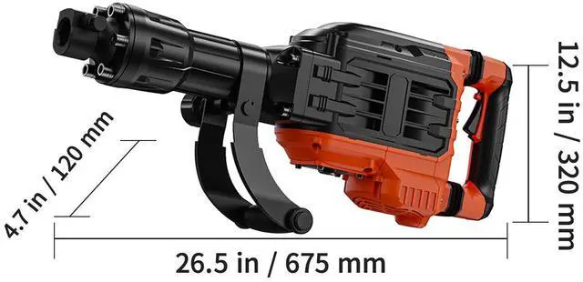 Alt view image 7 of 7 - Demolition Jack Hammer, 3500W Jack Hammer Concrete Breaker, 2pcs Chisel with Gloves & 360°C Swiveling Front Handle for Trenching, 1900 BPM Heavy Duty Electric Jack Hammer, Black