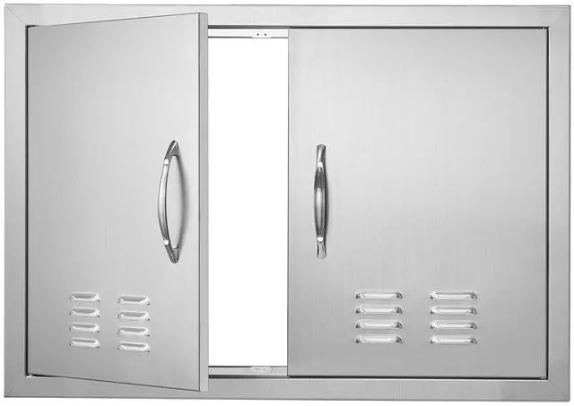Main image of BBQ Access Door, 30W x 21H Inch Double Outdoor Kitchen Door, Stainless Steel Flush Mount Door, Wall Vertical Door with Handles and Vents, for BBQ Island, Grilling Station, Outside Cabinet