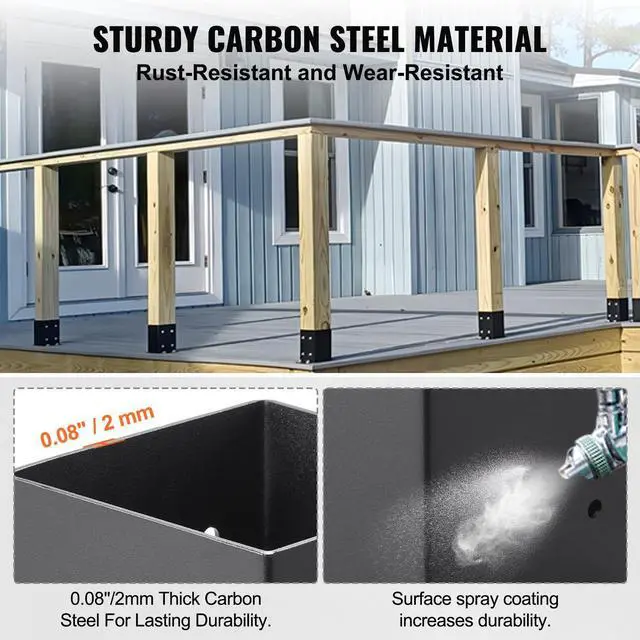 Alt view image 3 of 7 - 10 Pack 4x4 Post Base Brackets Heavy Duty Wood Post Fence Post Anchor