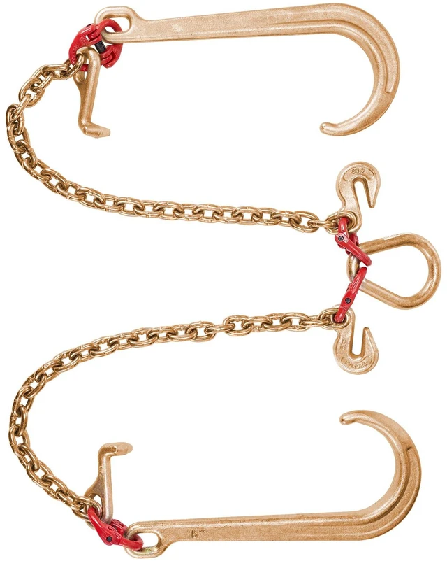 Alt view image 7 of 7 - V Bridle Chain, 5/16 in x 2 ft Bridle Tow Chain, Grade 80 V-Bridle Transport Chain, 9260 Lbs Break Strength with TJ Hooks and Crab Hooks, Heavy Duty Pear Link Connector and Chain Shorteners