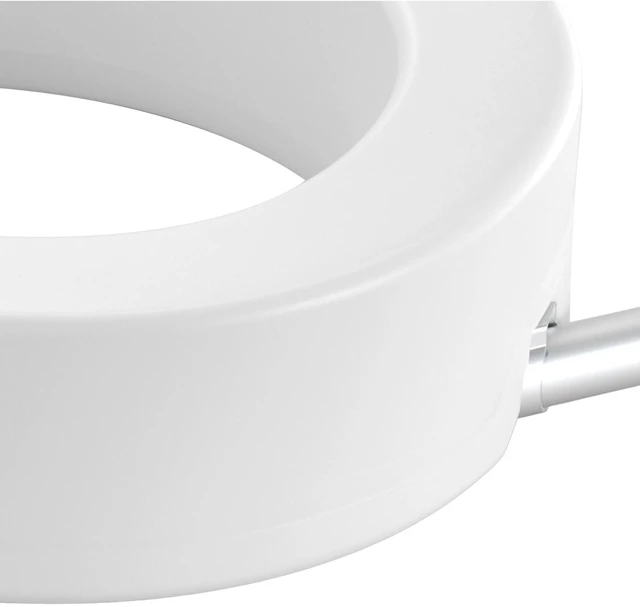 Alt view image 5 of 7 - Raised Toilet Seat, 3.5" Height Raised, 300 lbs Weight Capacity, for Standard Round Toilet, Aluminum Handrail, with EVA Armrest Padding, for Elderly, Handicap, Patient, Pregnant, Medical