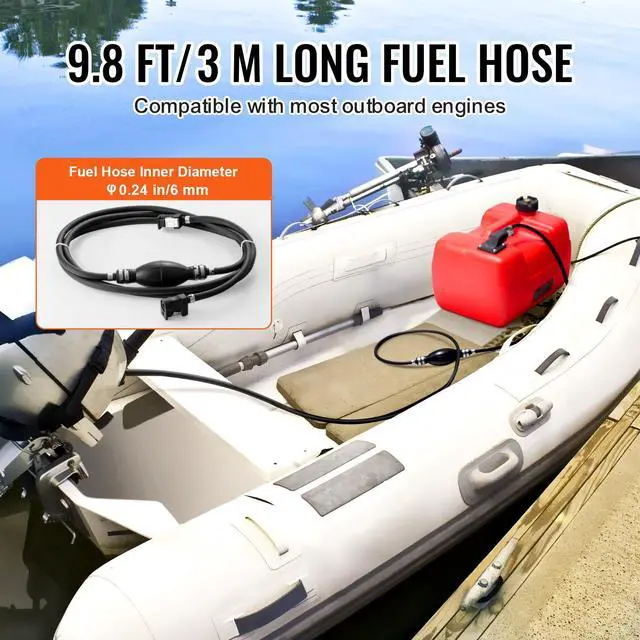 Alt view image 6 of 7 - Marine Fuel Tank, 3.17 Gallon/12L, Portable Boat Fuel Gas Tank for Outboard Engine Boats, Plastic Outboard Marine Boat Fuel Tank with Hose, Easy to Carry for Yacht, Fishing Boat, Deck Boat, Red