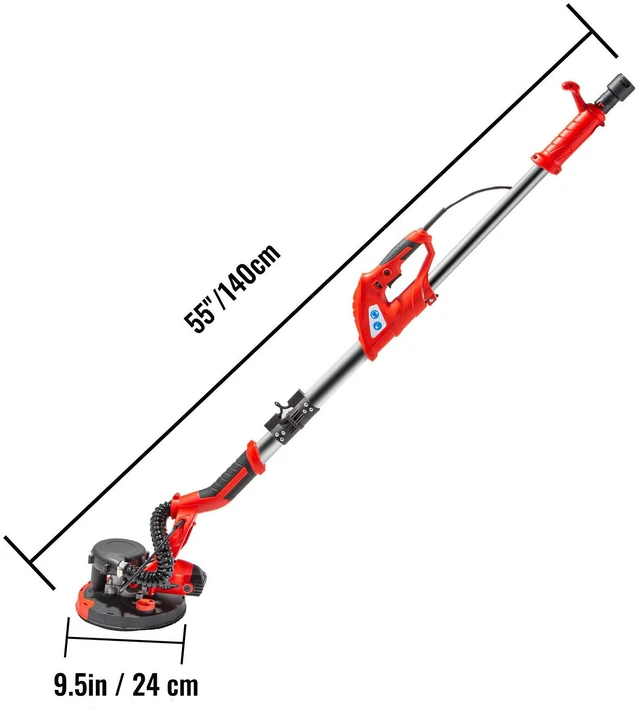 Alt view image 3 of 7 - Drywall Sander 850W Electric, Electric Sander Variable Speed 800-1750RPM, Drywall Sander Foldable Sheetrock Sander, with Telescope Handle, Vacuum Bag Drywall Sanders 6 Sand Pads