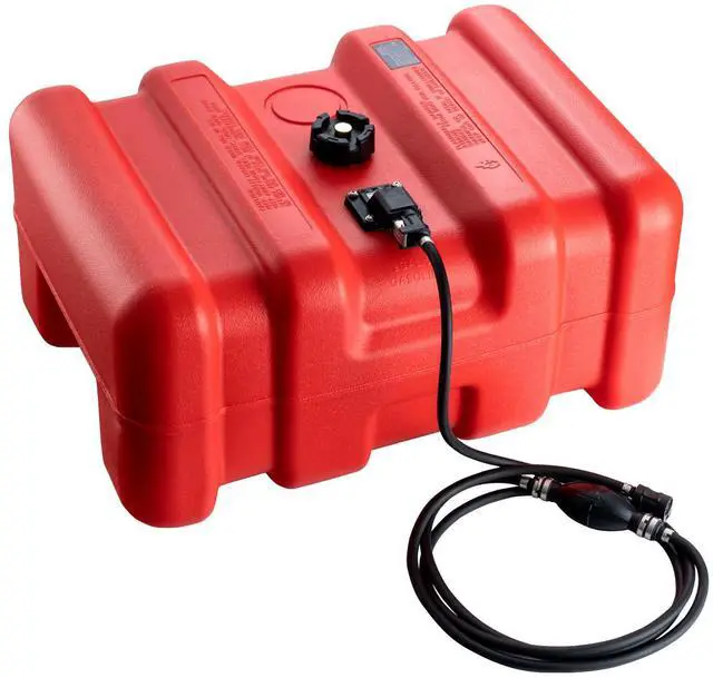 Alt view image 5 of 7 - Marine Fuel Tank, 14.53 Gallon/55L, Portable Boat Fuel Gas Tank for Outboard Engine Boats, Plastic Outboard Marine Boat Fuel Tank with Hose, Easy to Carry for Yacht, Fishing Boat, Deck Boat, Red