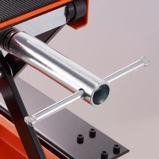 Alt view image 5 of 7 - Motorcycle Lift, 1100 LBS Motorcycle Lift ATV Scissor Lift Jack with Dolly & Hand Crank, Center Hoist Crank Stand with Wide Deck & Tool Tray for Street Bikes, Cruiser Bikes, Touring Motorcycles