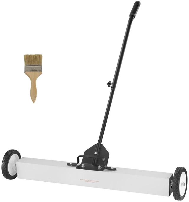Alt view image 4 of 7 - 55Lbs Rolling Magnetic Sweeper with Wheels,Push-Type Magnetic Pick Up Sweeper, 36-inch Large Magnet Pickup Lawn Sweeper with Telescoping Handle, Easy Cleanup of Workshop Garage Yard