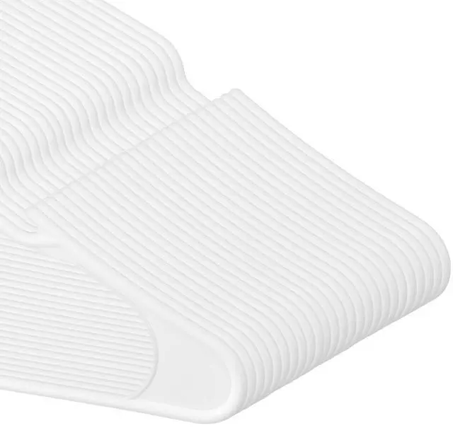 Alt view image 4 of 7 - Hangers, 0.2 in Ultra-Thin, 50 Pack White Plastic Hangers with Stable Triangular Top Structure & Wider Notch Design, Non-Slip Space Saving Hangers, Fit for T-Shirt, Shirt, Sling & Pant