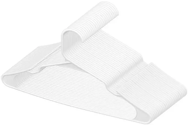 Alt view image 3 of 7 - Hangers, 0.2 in Ultra-Thin, 50 Pack White Plastic Hangers with Stable Triangular Top Structure & Wider Notch Design, Non-Slip Space Saving Hangers, Fit for T-Shirt, Shirt, Sling & Pant