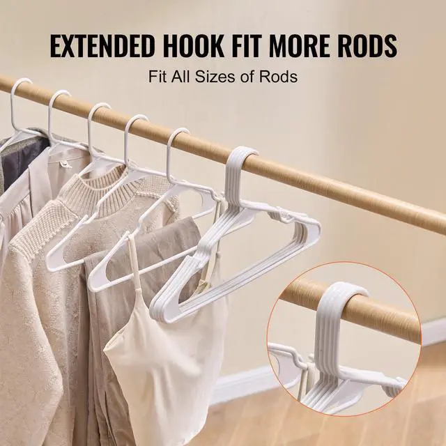 Alt view image 7 of 7 - Hangers, 0.2 in Ultra-Thin, 50 Pack White Plastic Hangers with Stable Triangular Top Structure & Wider Notch Design, Non-Slip Space Saving Hangers, Fit for T-Shirt, Shirt, Sling & Pant