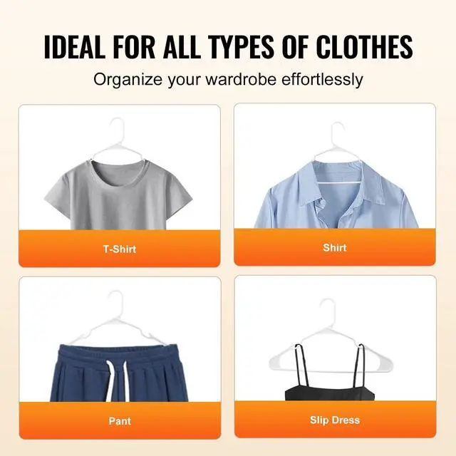 Alt view image 6 of 7 - Hangers, 0.2 in Ultra-Thin, 50 Pack White Plastic Hangers with Stable Triangular Top Structure & Wider Notch Design, Non-Slip Space Saving Hangers, Fit for T-Shirt, Shirt, Sling & Pant