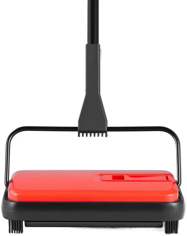 Alt view image 7 of 7 - Carpet Sweeper, 6.7 in Sweeping Paths, Floor Sweeper Manual Non Electric, 300 ml Dustbin Capacity with Comb for Home Office Rugs Hardwood Surfaces Wood Floors Laminate, Cleans Dust Pet Hair