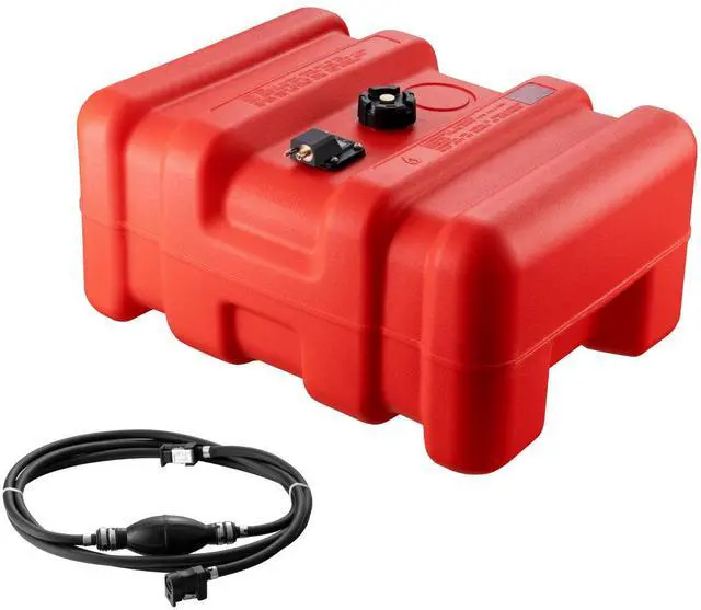 Alt view image 2 of 7 - Marine Fuel Tank, 14.53 Gallon/55L, Portable Boat Fuel Gas Tank for Outboard Engine Boats, Plastic Outboard Marine Boat Fuel Tank with Hose, Easy to Carry for Yacht, Fishing Boat, Deck Boat, Red