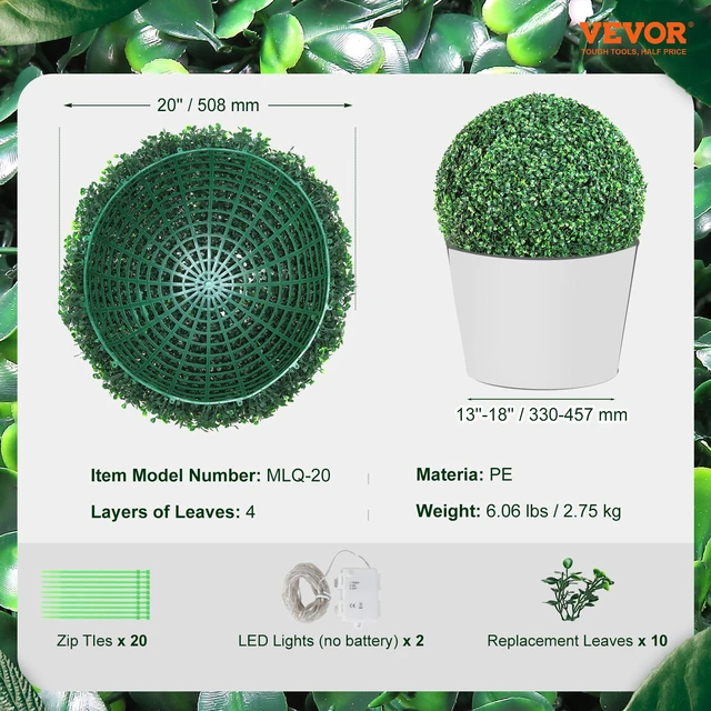 Alt view image 2 of 7 - Artificial Topiary Boxwood Trees, 20" Tall (2 Pieces), Ball-Shaped Faux Topiary Plants, All-Season Green Decorative Faux Plants for Backyard, Balcony, Garden, Wedding, and Home Décor