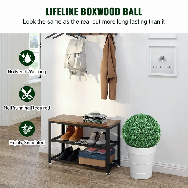 Alt view image 5 of 7 - Artificial Topiary Boxwood Trees, 20" Tall (2 Pieces), Ball-Shaped Faux Topiary Plants, All-Season Green Decorative Faux Plants for Backyard, Balcony, Garden, Wedding, and Home Décor