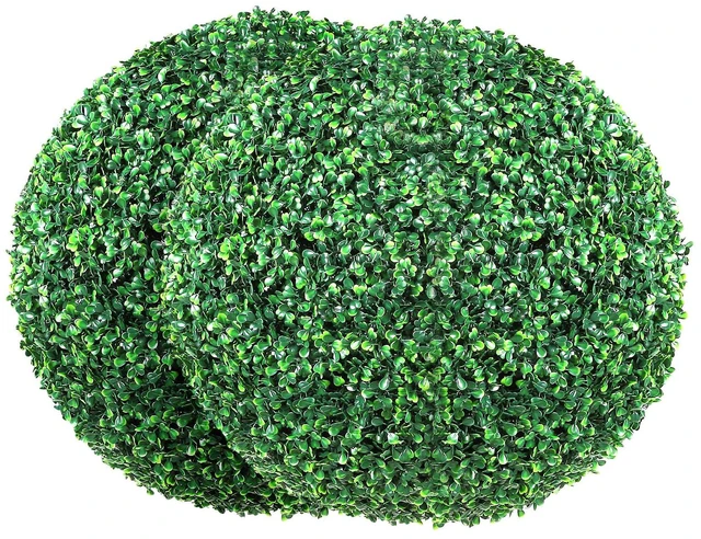 Alt view image 3 of 7 - Artificial Topiary Boxwood Trees, 20" Tall (2 Pieces), Ball-Shaped Faux Topiary Plants, All-Season Green Decorative Faux Plants for Backyard, Balcony, Garden, Wedding, and Home Décor