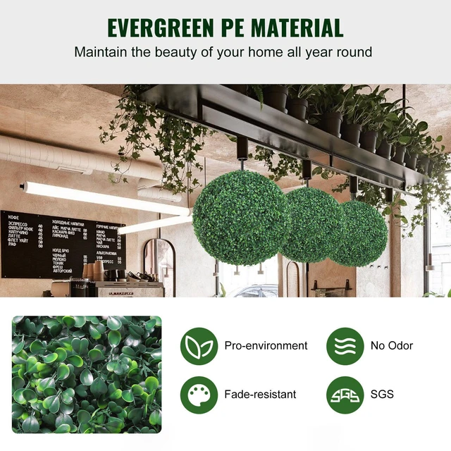 Alt view image 7 of 7 - Artificial Topiary Boxwood Trees, 20" Tall (2 Pieces), Ball-Shaped Faux Topiary Plants, All-Season Green Decorative Faux Plants for Backyard, Balcony, Garden, Wedding, and Home Décor