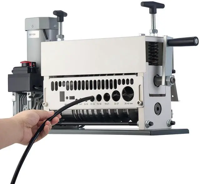 Alt view image 7 of 7 - Electric Wire Stripper Machine, 0.06-1.57 in, 11 Channel Automatic Copper Cable Stripper, 370W Wire Stripper Tool with Manual Hand Crank Mode, Emergency Stop Button, for Scrap Copper Recycling