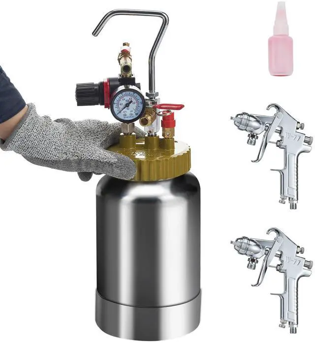 Alt view image 2 of 7 - 2L/0.5gal Spray Paint Pressure Pot Tank, Lightweight Air Paint Pressure Pot, 1.8mm Nozzle Spray Paint Gun 3m Hoses for Home Decoration Architecture Construction Automotive Painting, 45PSI Max