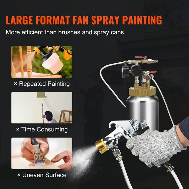 Alt view image 7 of 7 - 2L/0.5gal Spray Paint Pressure Pot Tank, Lightweight Air Paint Pressure Pot, 1.8mm Nozzle Spray Paint Gun 3m Hoses for Home Decoration Architecture Construction Automotive Painting, 45PSI Max