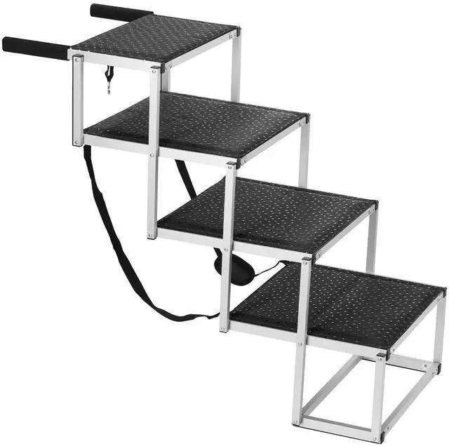 Alt view image 3 of 7 - Dog Stair for Cars 4-step Folding Dog Steps Aluminum Loads up to 250 lbs