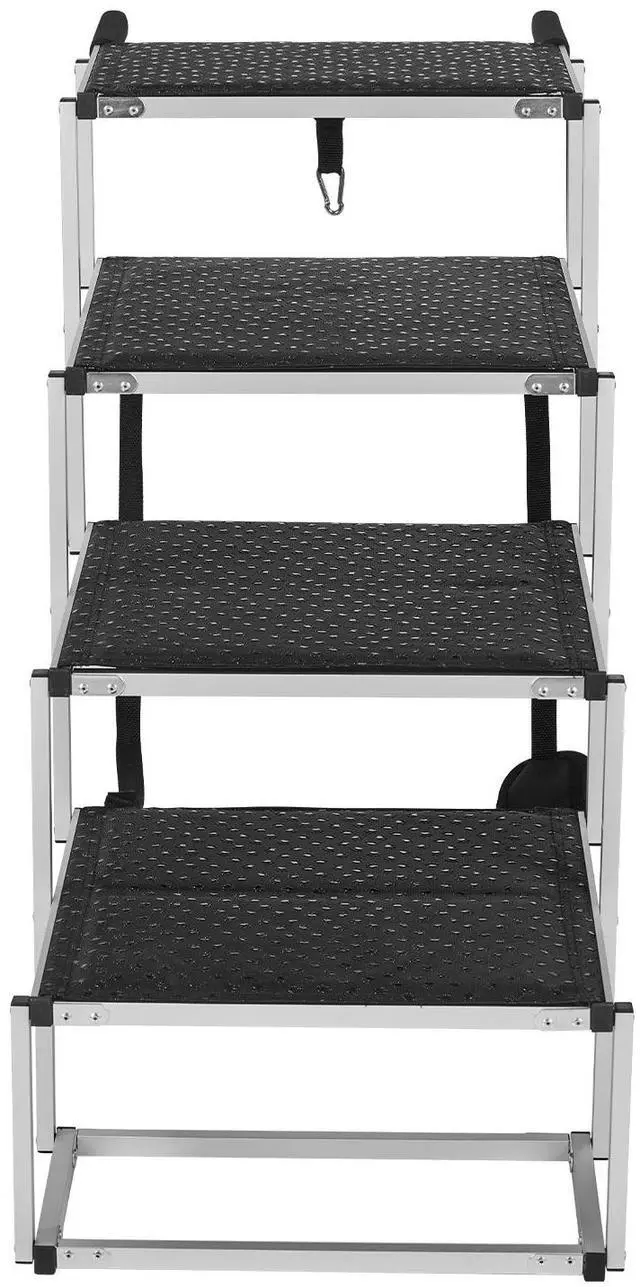 Alt view image 6 of 7 - Dog Stair for Cars 4-step Folding Dog Steps Aluminum Loads up to 250 lbs
