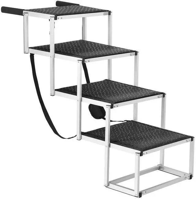 Alt view image 5 of 7 - Dog Stair for Cars 4-step Folding Dog Steps Aluminum Loads up to 250 lbs