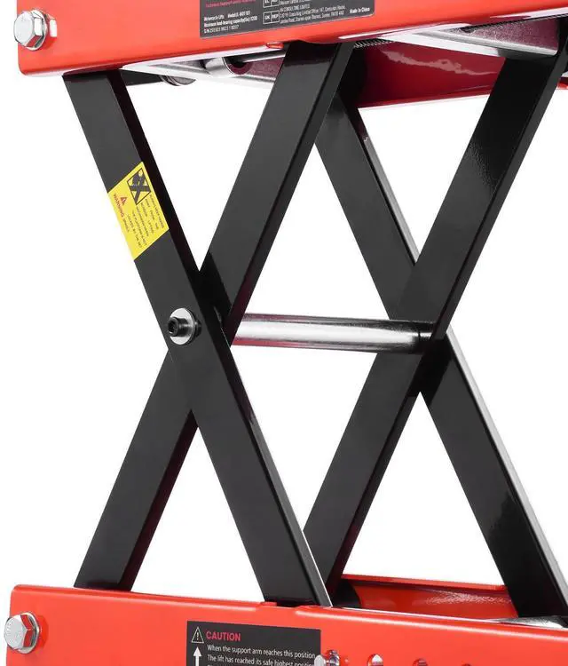 Alt view image 6 of 7 - Motorcycle Scissor Lift Jack 1200lbs Wide Deck ATV Bike Lift Hoist Stand Crank