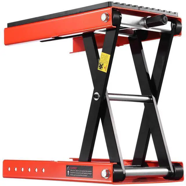 Alt view image 7 of 7 - Motorcycle Scissor Lift Jack 1200lbs Wide Deck ATV Bike Lift Hoist Stand Crank