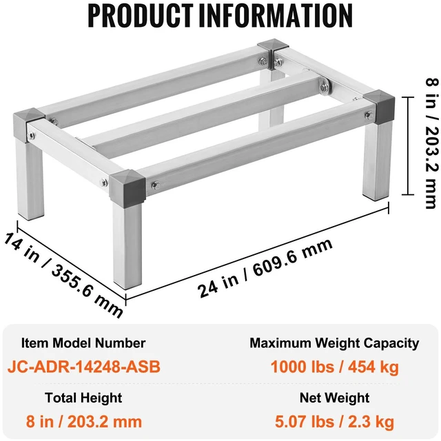 Alt view image 6 of 7 - Newly UpgradedAluminum Dunnage Rack Stationary Dunnage Rack 24 x 14 x 8 Storage Rack