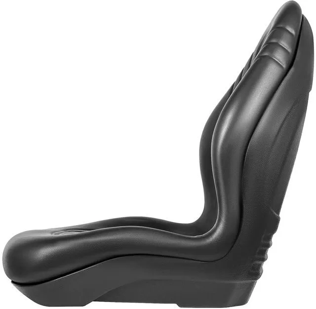 Alt view image 2 of 7 - Universal Lawn Tractor Seat Replacement, Compact High Back Mower Seat, Black Vinyl Forklift Seat, Central Drain Hole Skid Steer Seat with Mounting Bolt Patterns of 8" x 11.5" & 11.25" x 11.5".
