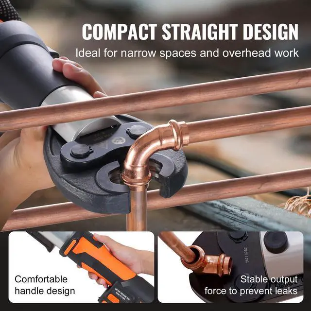 Alt view image 6 of 7 - Pro Press Tool Pipe Crimping Kit Press Tool Battery Kit 1/2" 3/4" 1" Jaw