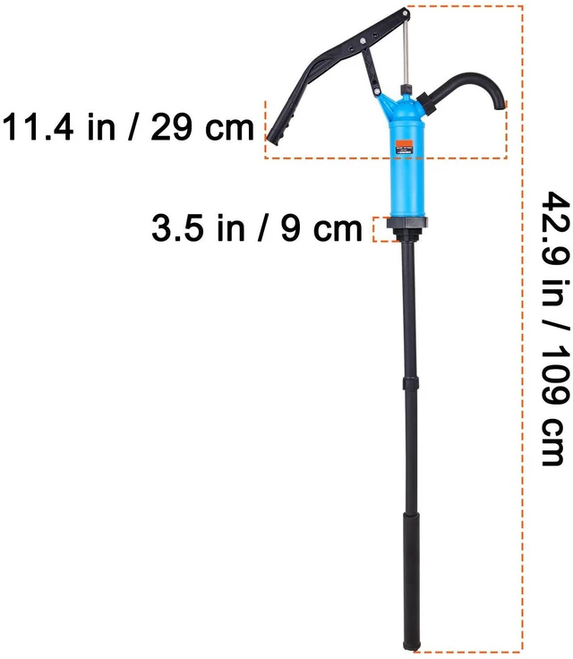 Alt view image 5 of 7 - Drum Pump, 9.5 oz. Per Stroke, Lever-Action Barrel Pump, Fits 5-55 Gallon Drums with 3-Section Suction Tube Assembly & Hose, Hand Operated, Designed to Transfer Water, Alcohol, Corrosive Liquids