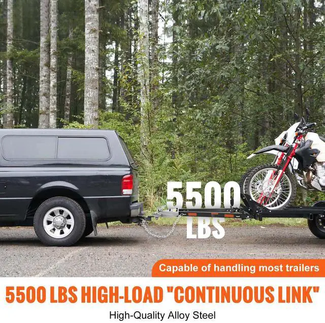 Alt view image 2 of 7 - Tow Bar, 5500 lbs Towing Capacity with Chains, Powder-Coating Alloy Steel Bumper-Mounted Universal Towing Bar, Coupler Fits 2-Inch Ball Hitch, 39.4-Inch Opening Width, for RV Car Trailer Truck