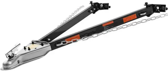 Alt view image 6 of 7 - Tow Bar, 5500 lbs Towing Capacity with Chains, Powder-Coating Alloy Steel Bumper-Mounted Universal Towing Bar, Coupler Fits 2-Inch Ball Hitch, 39.4-Inch Opening Width, for RV Car Trailer Truck