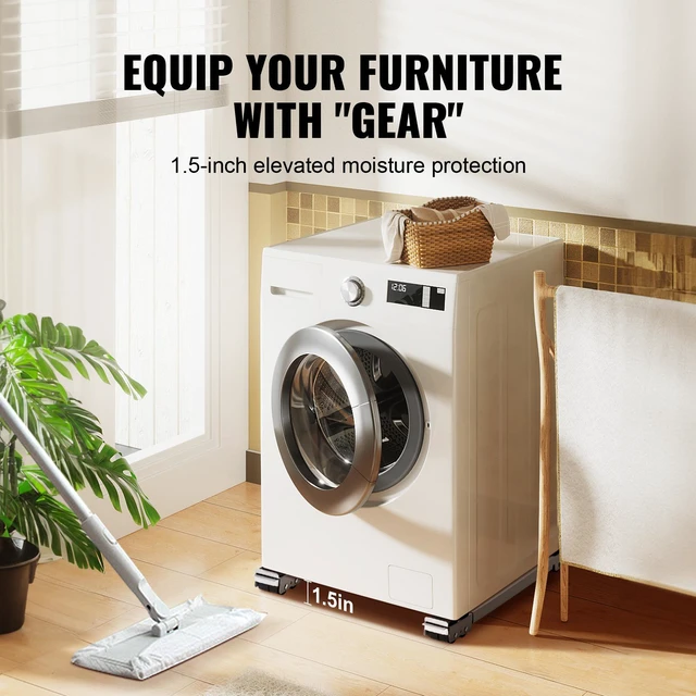 Alt view image 3 of 7 - Heavy Duty Furniture Appliances Rollers, 660 lbs Total Load, Extendable Appliance Rollers Mobile Washing Machine Base, Fridge Stand Dolly Movers for Refrigerators, Dryers, Dishwashers, White