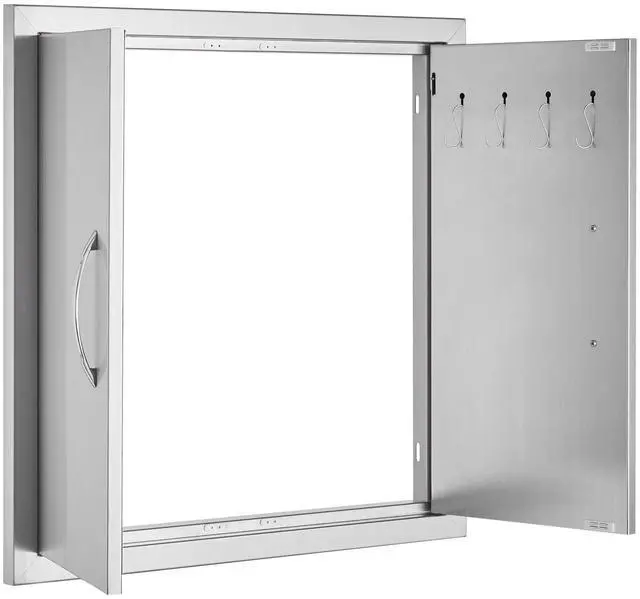 Main image of BBQ Access Door, 24W x 24H Inch Double Outdoor Kitchen Door, Stainless Steel Flush Mount Door, Double Wall Vertical Door with Handles and Hooks, for BBQ Island, Grilling Station, Outside Cabinet
