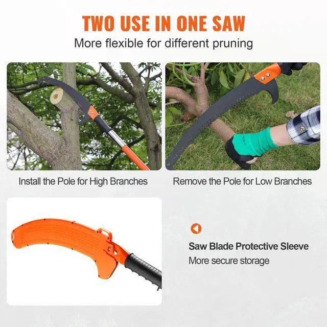 Alt view image 6 of 7 - Manual Pole Saw, 7.3-27 ft Extendable Tree Pruner, Sharp Steel Blade High Branches Trimming, Manual Branch Trimmer with Lightweight 8 Fiberglass Handles, for Pruning Palms and Shrubs