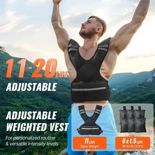 Alt view image 5 of 7 - 11-20lb Adjustable Weighted Vest for Men Women Strength Training Running