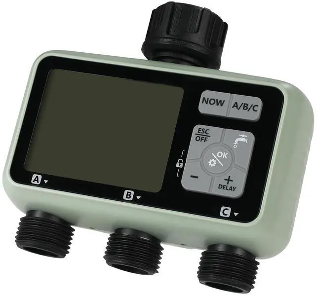 Alt view image 6 of 7 - Water Timer, 3 Outlets, Hose Watering Sprinkler Timer, with 3 Independent Watering Zone LCD Display Rain Delay Mode Manual Mode 360° Brass Inlet Metal Filter, IPX6 Waterproof for Yard Watering