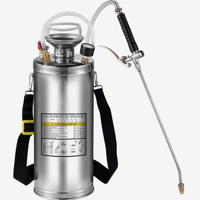 Alt view image 5 of 7 - 2Gal Stainless Steel Sprayer, Set with 20" Wand& Handle& 3FT Reinforced Hose, Hand Pump Sprayer with Pressure Gauge&Safety Valve, Adjustable Nozzle Suitable for Gardening and Sanitizing