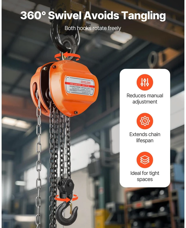 Alt view image 7 of 7 - Hand Chain Hoist 6600 lbs Capacity 10 ft Manual Chain Block with G80 Chain