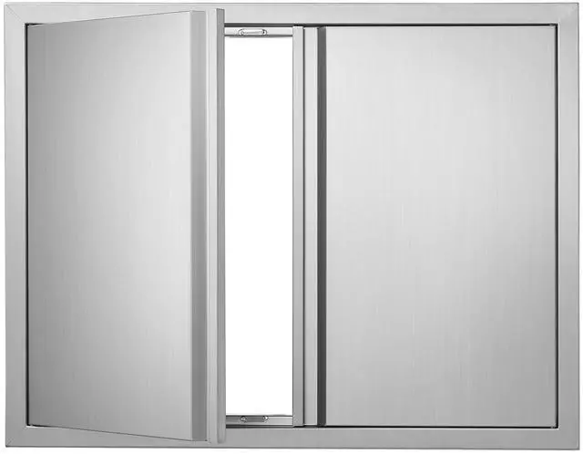 Alt view image 7 of 7 - BBQ Access Door, 31W x 24H Inch Double Outdoor Kitchen Door, Stainless Steel Flush Mount Door, Wall Vertical Door with Recessed Handles , for BBQ Island, Grilling Station, Outside Cabinet