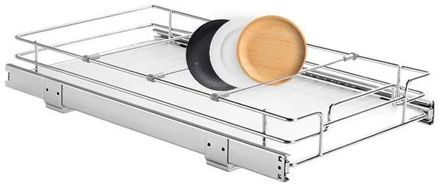 Alt view image 4 of 7 - 11"Wx21"Dx2.5"H Pull Out Cabinet Organizer, Heavy Duty Slide Out Pantry Shelves, Steel Roll Out Drawers, Sliding Drawer Storage for Home Under Sink, 13.5"Wx22"Dx7"H Install Size for Cabinet