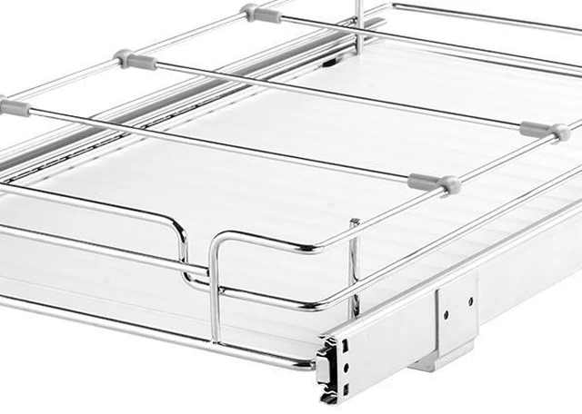 Alt view image 5 of 7 - 11"Wx21"Dx2.5"H Pull Out Cabinet Organizer, Heavy Duty Slide Out Pantry Shelves, Steel Roll Out Drawers, Sliding Drawer Storage for Home Under Sink, 13.5"Wx22"Dx7"H Install Size for Cabinet