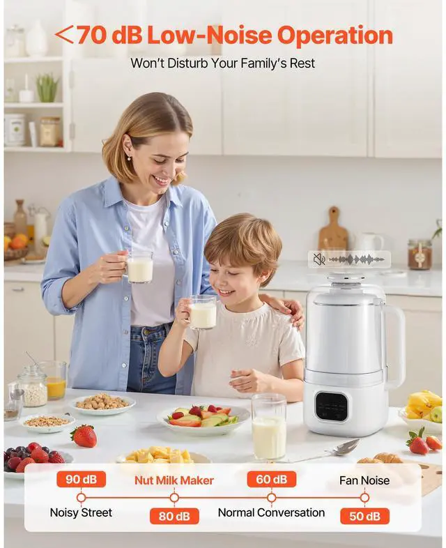 Alt view image 4 of 7 - 8-in-1 Nut Milk Maker, 34 oz Soy Milk Maker with 200W Blending, for Homemade Oat, Nut, Soy, Juice, Milkshake, Rice Cereal, Plant-Based Beverages with Self-Cleaning, Boil Water, 12-Hour Delay