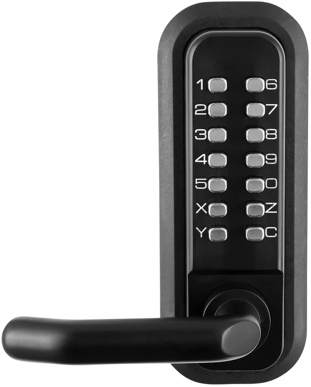 Alt view image 5 of 7 - Mechanical Keyless Entry Door Lock, 14 Digit Keypad, Embedded Outdoor Gate Door Locks Set with Keypad and Handle, Water-proof Zinc Alloy, Easy to Install, for Garden, Garage, Yard, Storage Shed